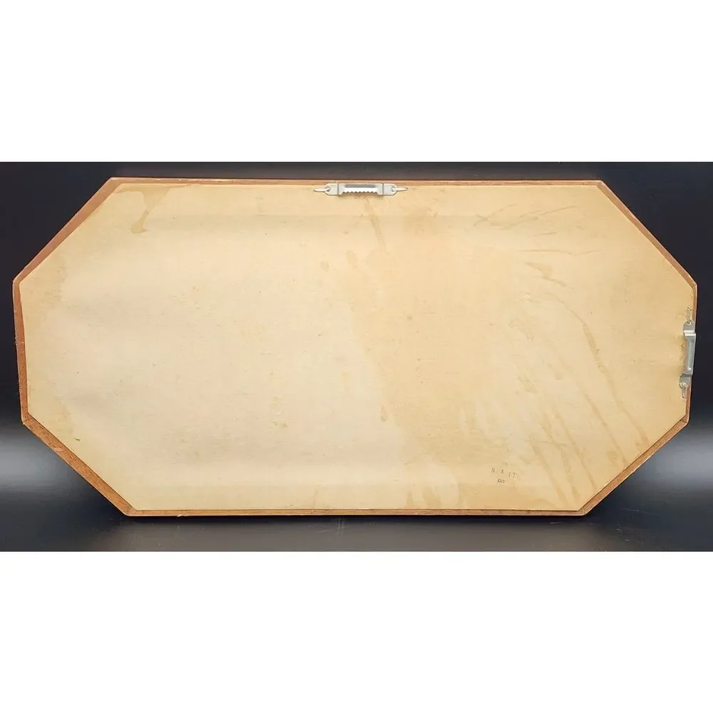 Vintage Solid Wood Octagon Mirror w/ Beveled Frame & Dual Hanging Options